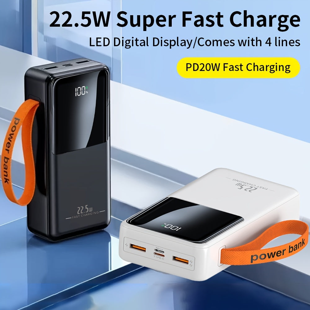 66800Mah Portable Charger PD 22.5W/20W Ultra Rapid Charging with 4 Integrated Cables LED Power Indicator External Battery for All Mobile Phones & Electronic Gadgets