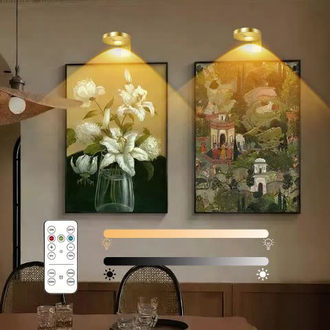 3/6 pack, black and gold cabinet light control set, ultra-thin 1cm (0.7 inch) thickness, rechargeable, magnetic design, display case light, showcase light, ambiance light, spotlight, puck light