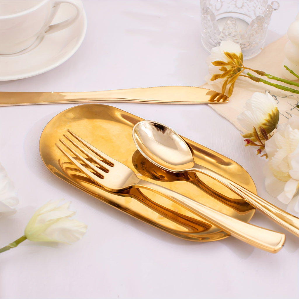 300-Piece Gold Cutlery Set, Heavy-Duty Golden Spoon &amp; Fork Set – Includes 100 Forks, 100 Spoons, 100 Knives – Perfect for Parties, Weddings &amp; Daily Use