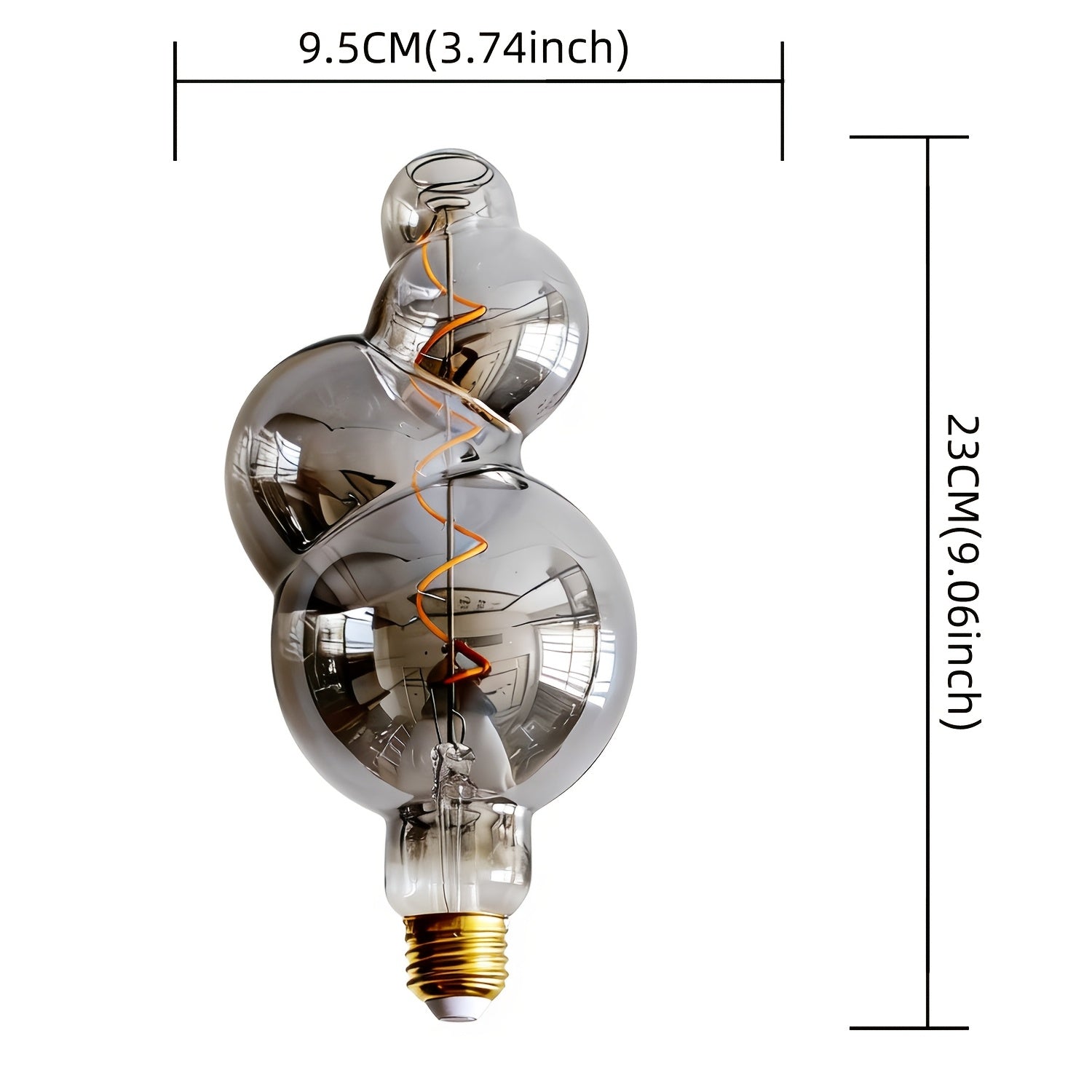 1PC, LED bulb special shape warm light LED bulb 120V 4W 2300K E26 dimmable amber glass gray glass suitable for home chandelier
