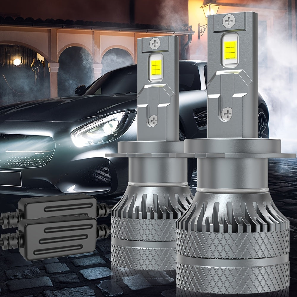 2-Pack Car LED Headlight Bulbs, Providing 29100 Lumens Brightness, 6500K Color Temperature, 220W Power, Designed Canbus Error-Free, Offers 600% Higher Brightness, Suitable for High/Low Beam Applications, Compatible with H1