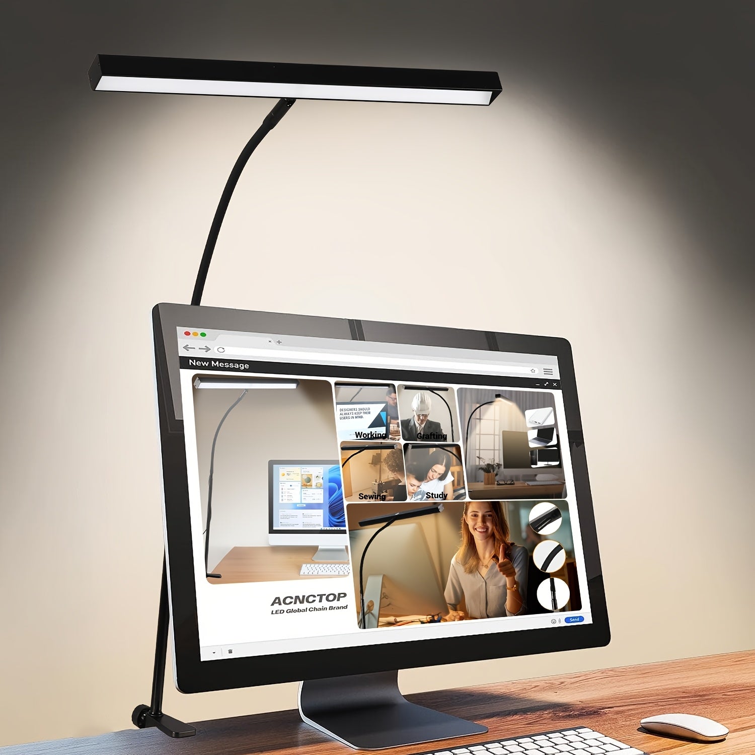 USB anti-glare desk lamp, with 3 color temperature modes, beneficial for eye health, no screen reflection, adjustable brightness, creating a comfortable office environment for you. Suitable for home office areas. Black