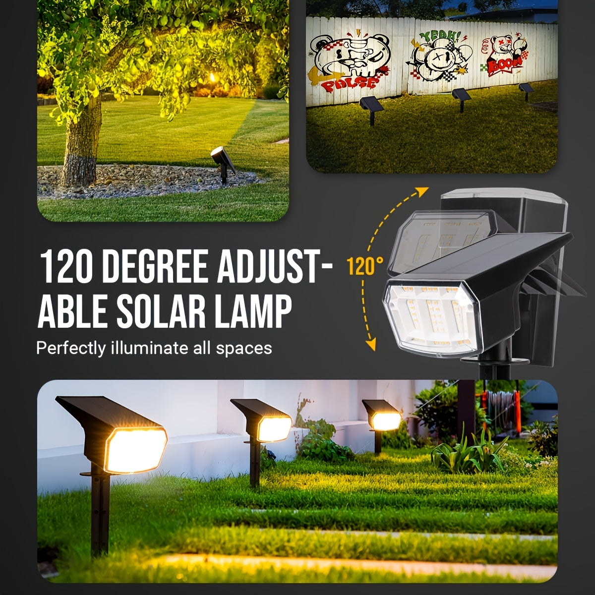 6/10-Piece Solar Outdoor Light Gardening Waterproof IP65 Outdoor Solar Light, 63 LED 3 Lighting Modes Outdoor Decorative Spotlight Courtyard Decoration Suitable for Outdoor, Courtyard, Outdoor House, Garage, Path, Camping