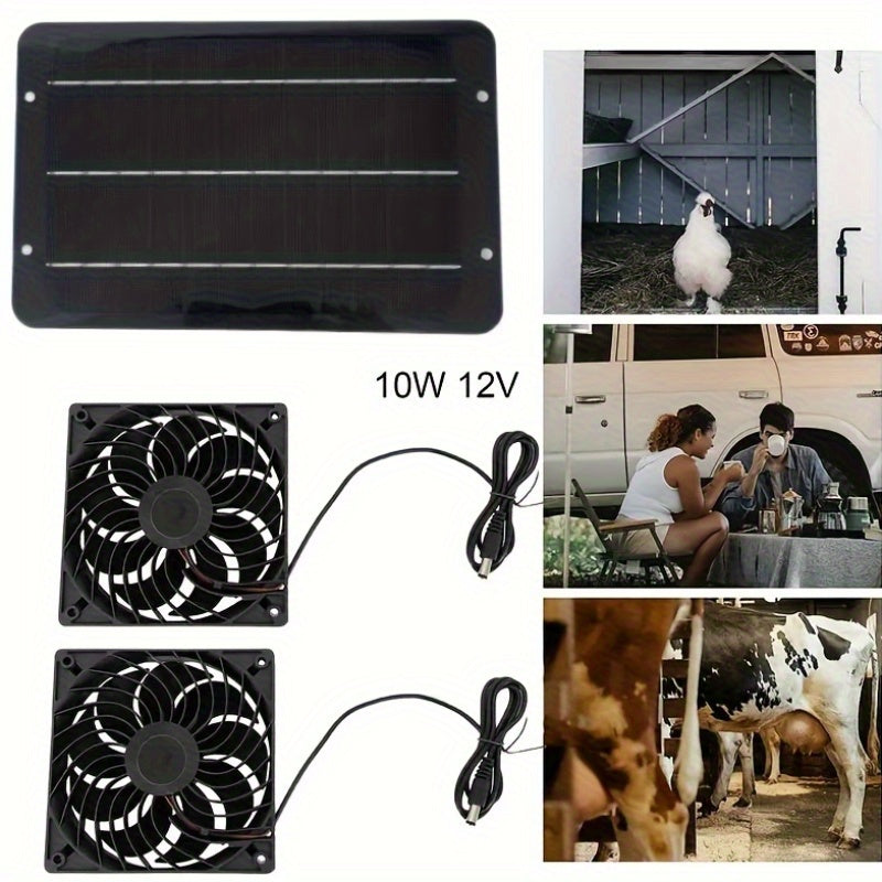 Solar Fan, Solar Powered Ventilation Exhaust Fan Air Circulation Outdoor Kit, Suitable for RV Travel, Camping, Pet House, Window, Chicken Coop, Greenhouse, Shed