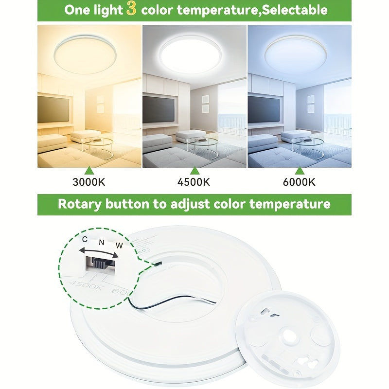 1/2/4/6/8/10 PA 12-Inch LED Flush Mount Ceiling Light, 28W 3200lm Black Ultra-Thin Flat Mount Light, 3 Color Temperatures in One 3000K/4500K/6000K Low-Profile Lighting Fixture, Suitable for Bathroom and Kitchen