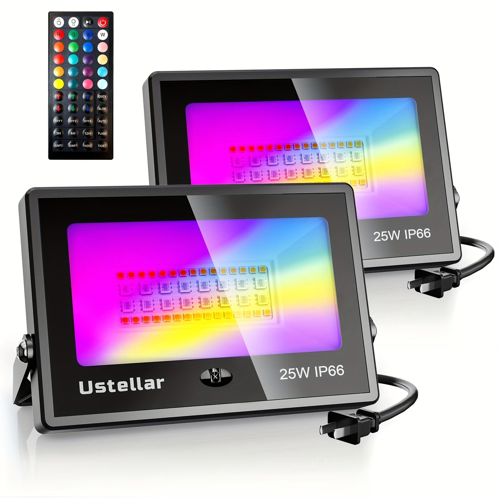 25W RGB Color Changing LED Flood Light, Indoor Outdoor, Halloween Party, Outdoor Landscape, Lighting, Light Pole, Wall Light, LED Stage Light, 1/2/4/6-Pack