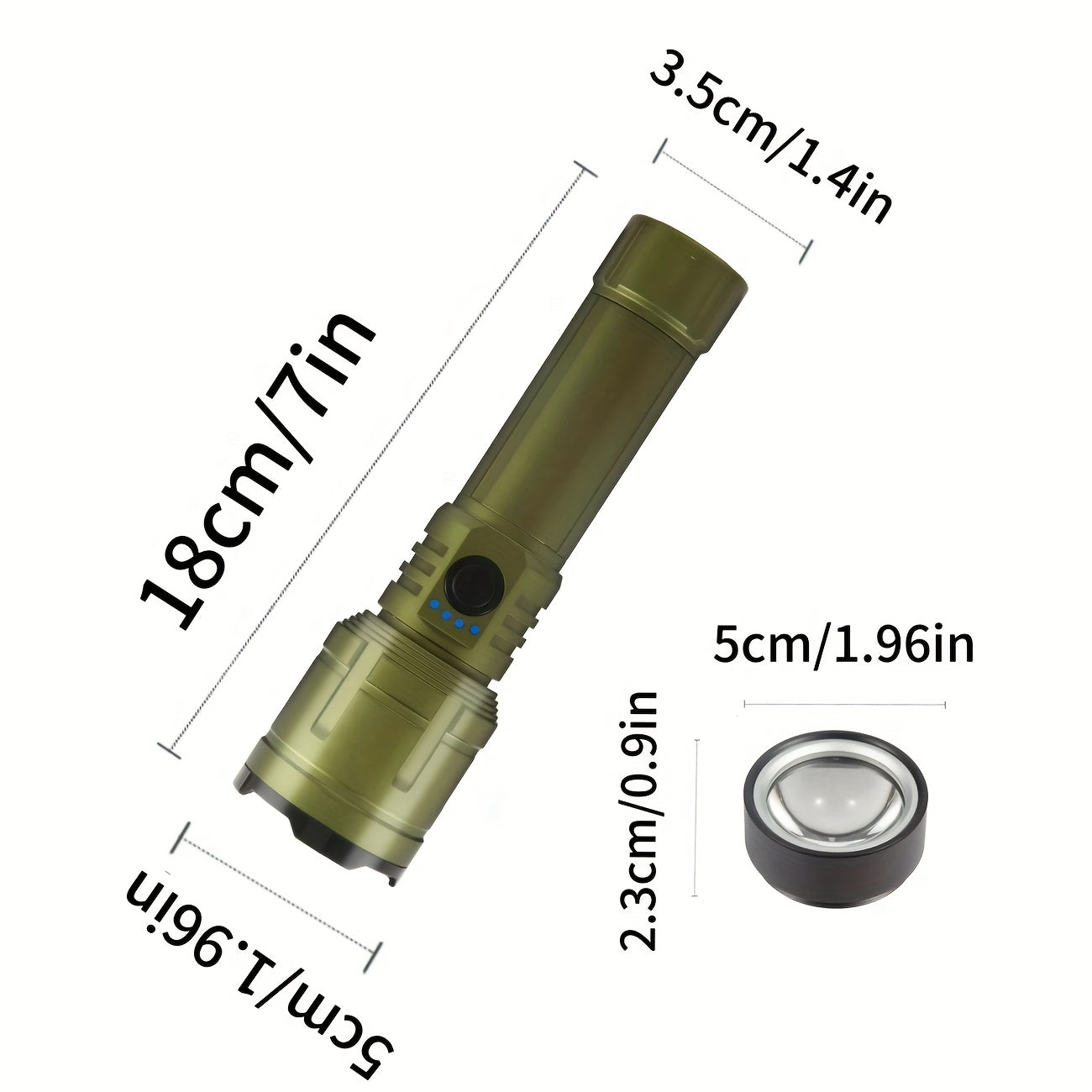 Lihangxing 5000mAh USB-C Rechargeable Tactical Flashlight - 500 Lumens Super Bright LED, Telescopic Zoom Up to 1968.5 Inches, Durable Aluminum Alloy Structure, Comes with Storage Box and Charging Cable
