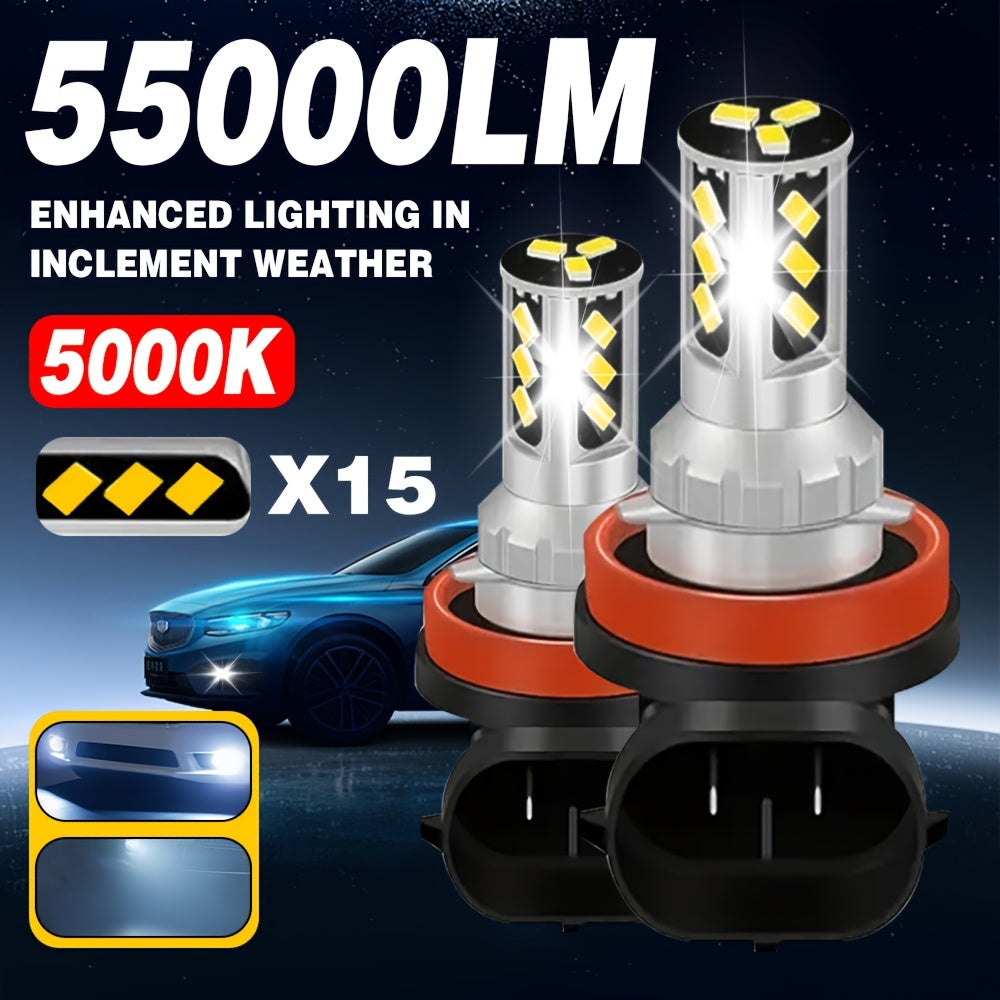 2 High/Low Beam LED Headlights, 55000 Lumens, Strong Penetration, Low Energy Consumption, 5000K White Light, Compatible with 9005/HB3/9006/HB4, H1G110, H3, H7, H11, 200W High Power, 880/881/H27, High/Low Beam