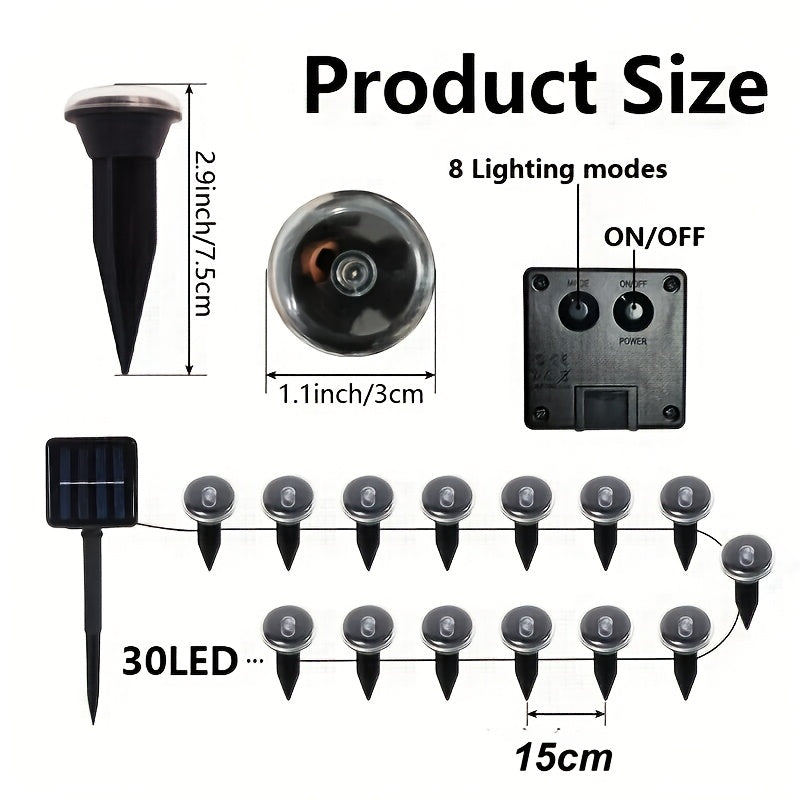 30 LED Solar Garden Light, Purple Fairy Light, IP44 Waterproof Durable, Ground Insert Outdoor Garden Lamp, Decorative Lighting for Walkways, Lawns, Camping Parties etc.