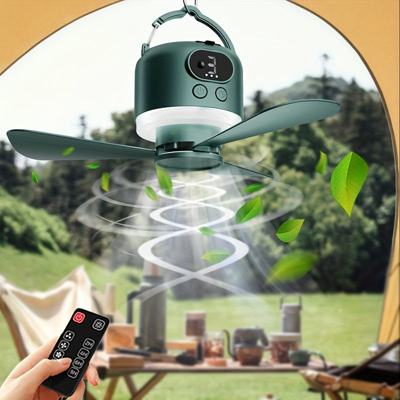 Portable USB Rechargeable Fan with LED Night Light - 10400mAh Battery, Powerful Wind with Remote Control, Ideal for Camping, Dorm, Outdoor Tent & RV Kitchen, Outdoor Cooling | Modern Fan Design | Multi-Function Gadget, Portable Fan