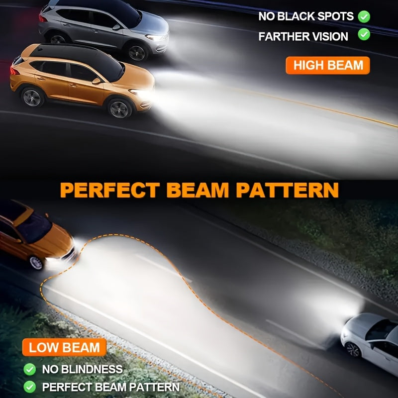 2-Pack H11 Car Headlights H4 High Power 9005 HB3, 3570 CSP Chip, 9006 HB4 LED Car Headlights, H8 H9 with High/Low Beam Function, Plug-and-Play CANBUS Interface, H11 Super Bright 6500K Car Light, No Battery Included - Model D186