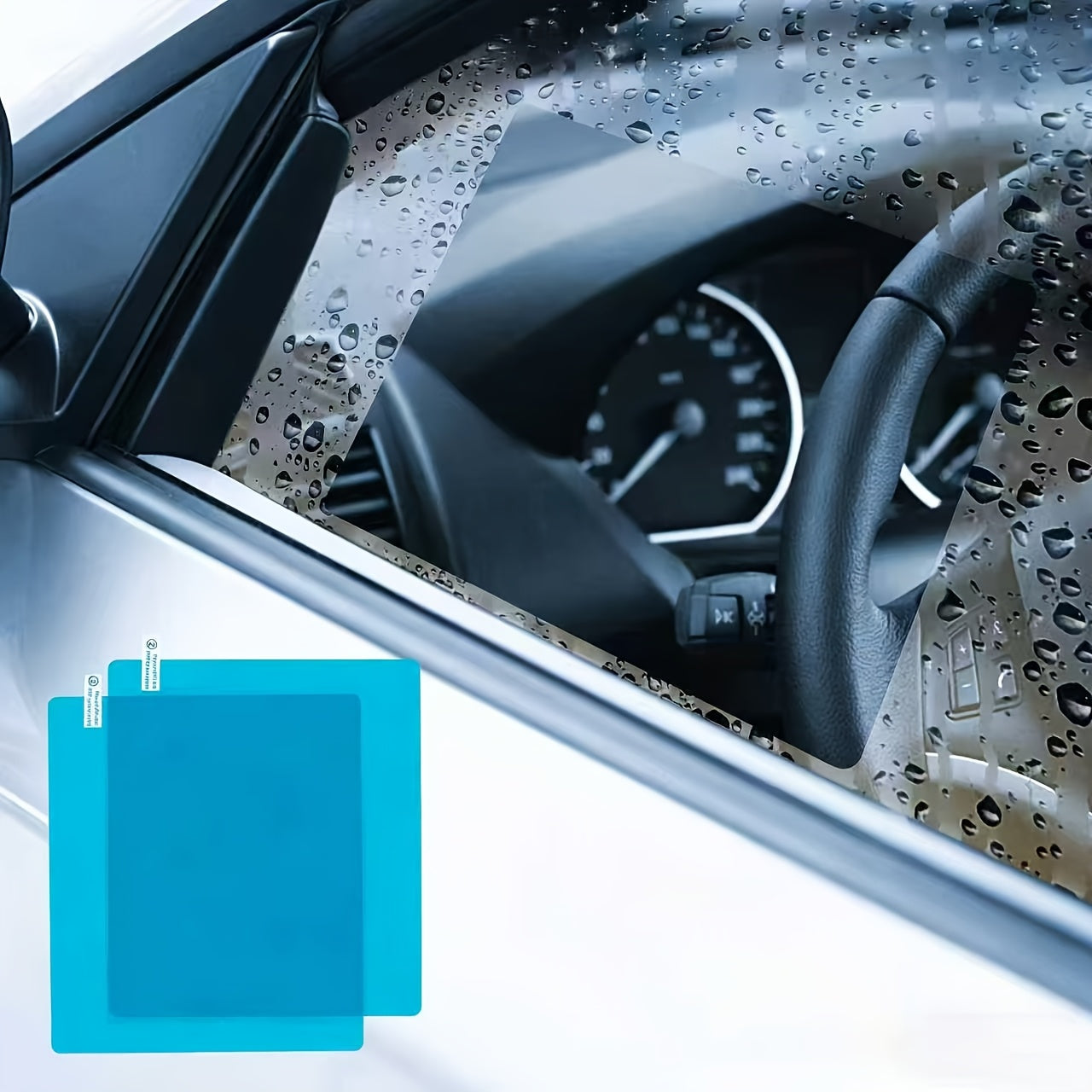 Pair of Car Rainproof Film, Designed Specifically to Prevent Fogging on Side Mirrors and Windows, Ensures Clear Visibility and Provides Waterproof Function for Car Modification