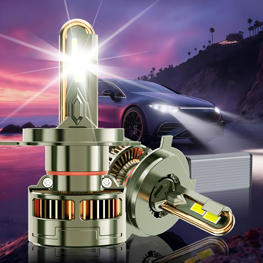 2PCS LED Headlights, Plug-and-Play, Compatible with H1, H4/9003/HB2, H7/H18, H16/H11/H9/H8, 9005/HB3, 9006/HB4, 9012/HIR2, 7500K Color Temperature, 58300LM, 350W High Power, for Low Beam and High Beam Applications. A65