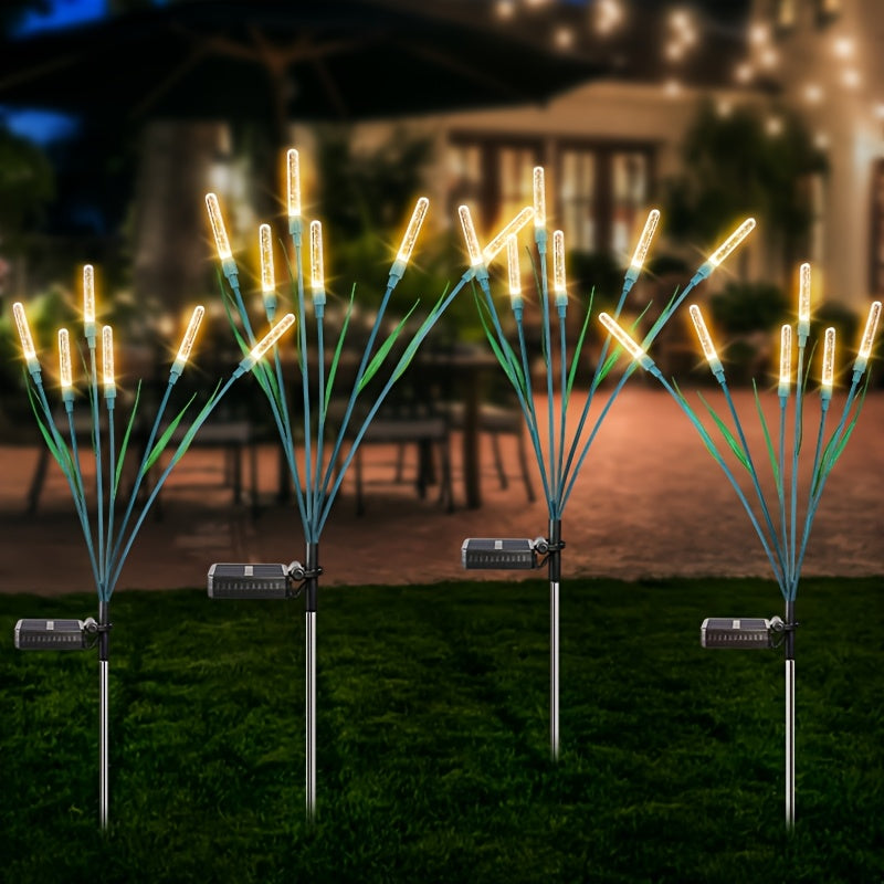 Solar Courtyard Light - IP65 Waterproof LED Outdoor Fairy Light, Swaying Reed Design, Suitable for Patio, Courtyard and Pathway Decoration, Solar Powered, Warm White Light Garden Solar Light