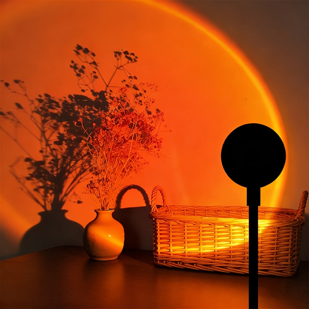 Colorful Sunset Light, LED Projection Light, USB Light, Indoor Holiday Decorative Light, Suitable for Walls, Ceilings, Photography Background Walls, Multicolor Adjustable, Bedroom Night Light, Christmas, Birthday Gift Goodie