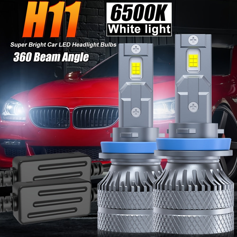 2-Pack Car LED Headlight Bulbs, 240W Power, 26600 Lumens Brightness, 6500K Color Temperature. Compatible with Models 9005, HB3, 9006, HB4, 9012, HIR2, H1, H4, H7, H18, H11, H9, H8-O107. Equipped with a Cooling Fan