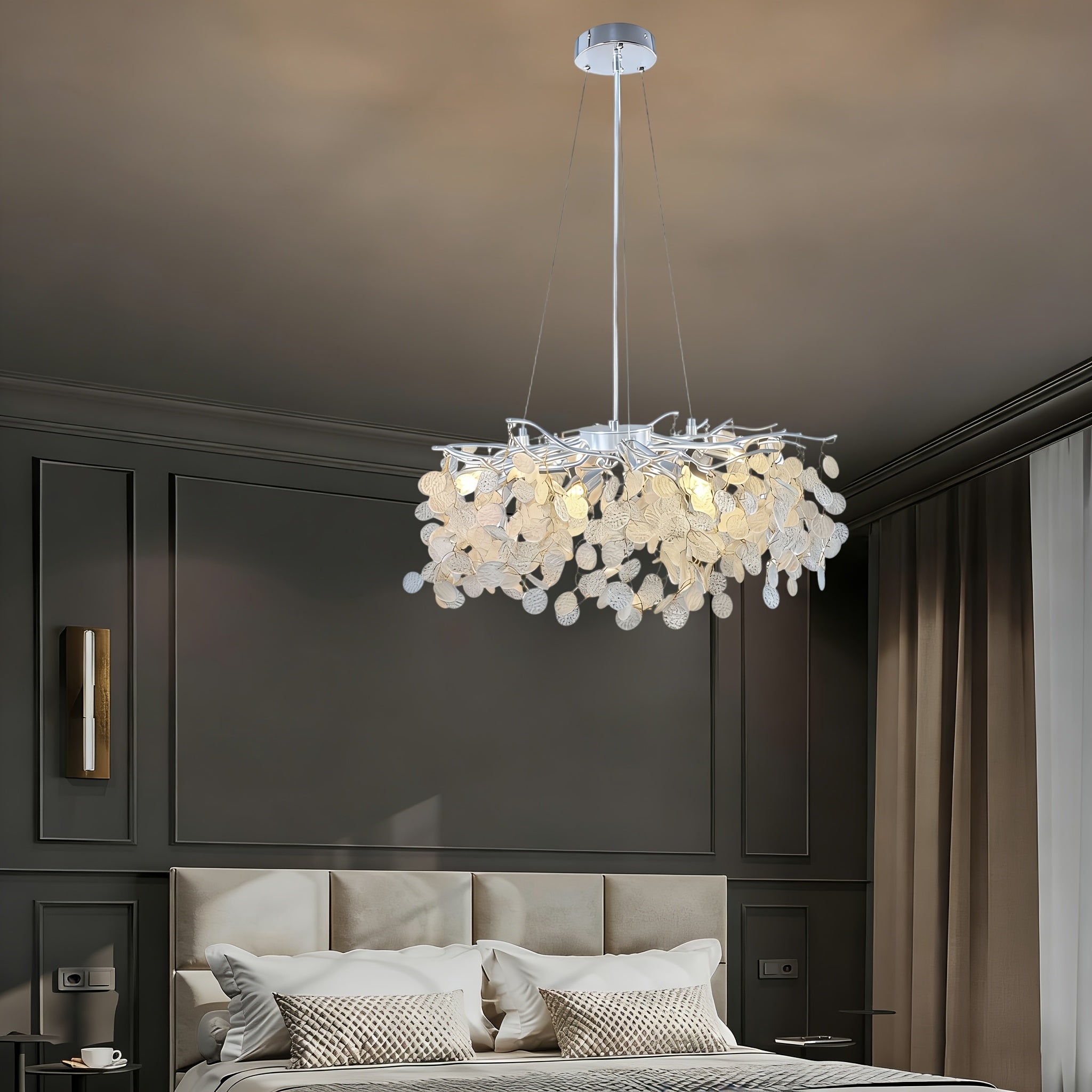 Round branch chandelier, crystal chandelier, shining bright light - suitable for living room, dining room, bedroom and other scenarios, G9 bulb socket (bulb not included)
