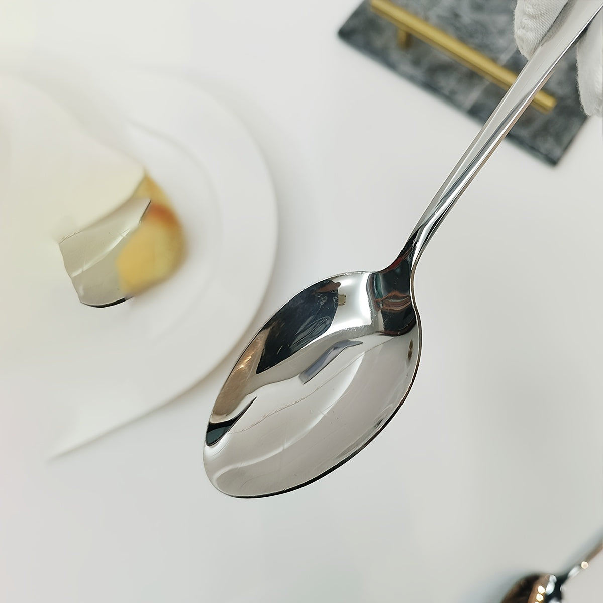 5-Piece Set Silver Stainless Steel Dinner Spoons, 7.9-Inch Soup Spoon, Large Spoon, Mirror Polished, Dishwasher Safe – Perfect for Home, Restaurant, Christmas, Halloween, Parties