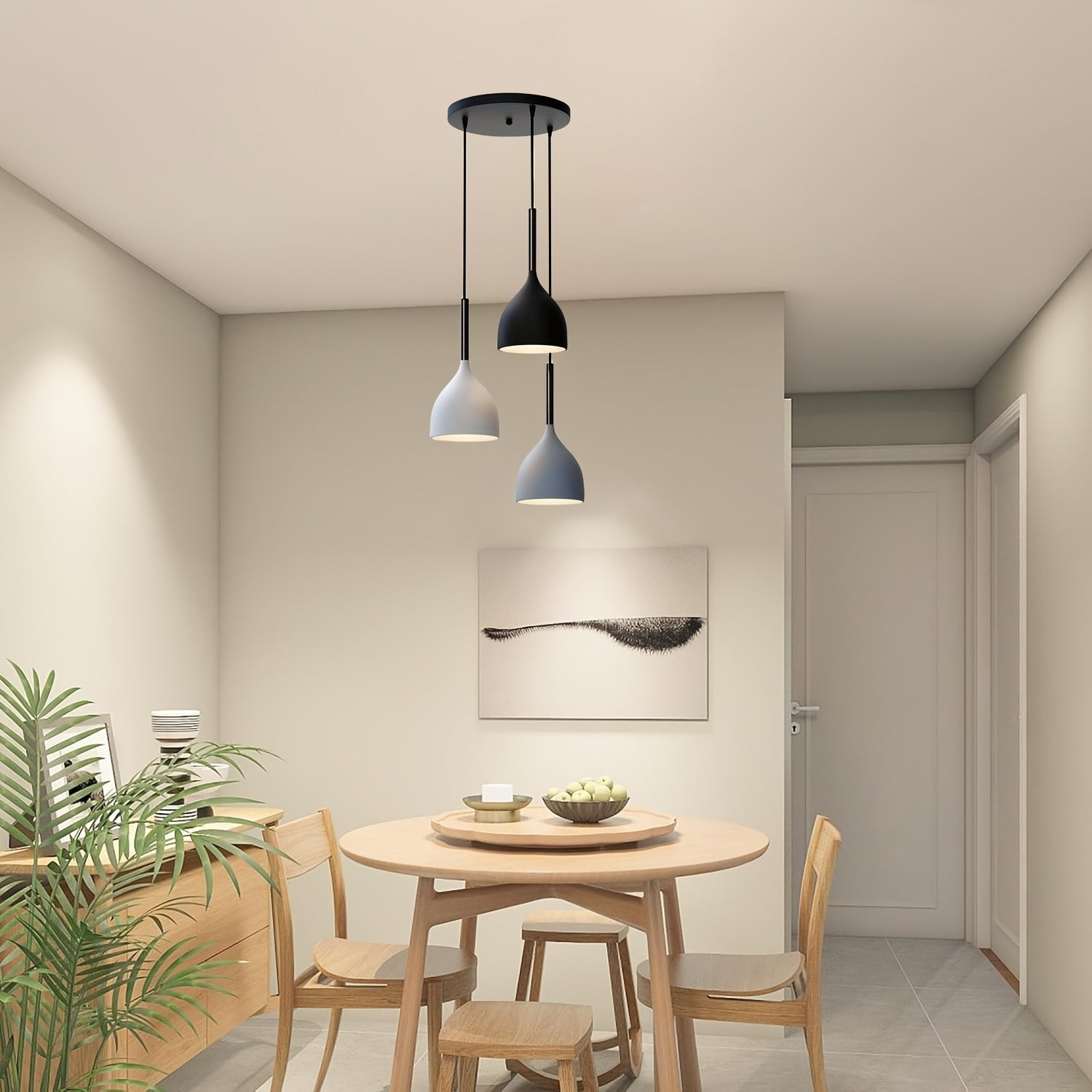 Modern Scandinavian Minimalist Pendant Light, Creative Ceiling Light, 3 Pendant Lights for Dining Room, Modern Hanging Pendant Light for Living Room, Entryway, Kitchen Island, Hallway, Bedroom (Bulb Not Included)