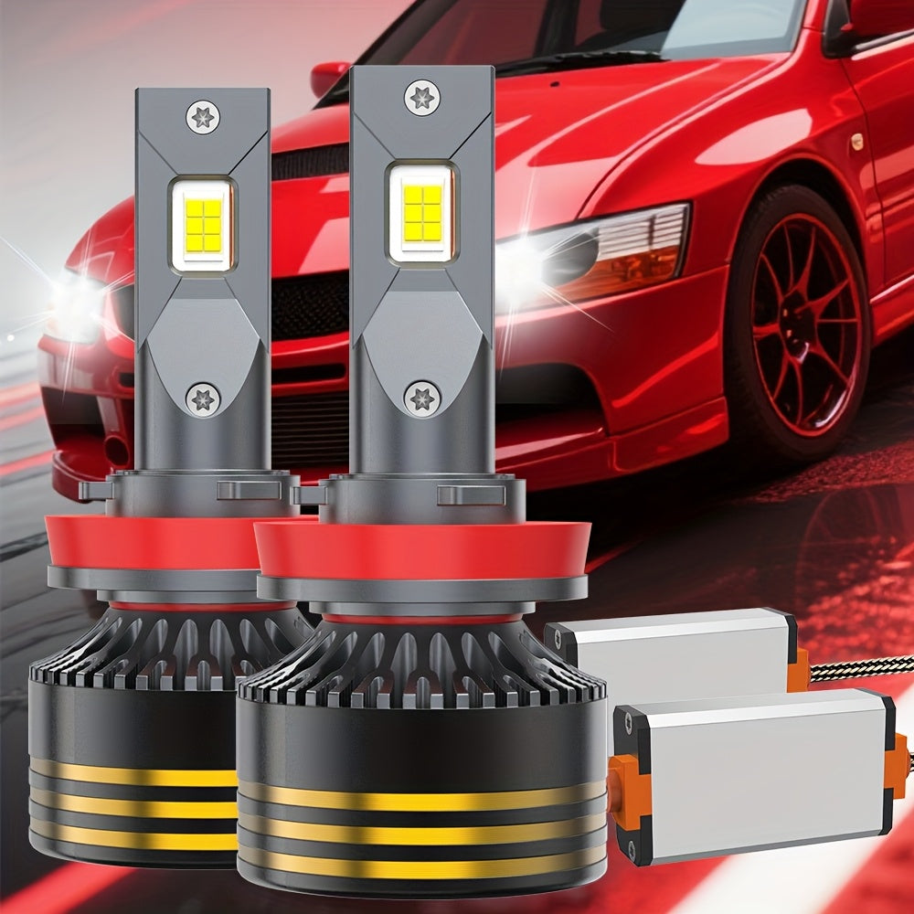2PCS LED Motor Vehicle Headlight Bulbs, H7-QF009 H4/9005/H1/H4/9003/HB2/H11/9006/H1/9012, 3570 Chip, 800% Brightness, Easy Installation for Various Vehicles, with External Driver Canbus Plug-and-Play