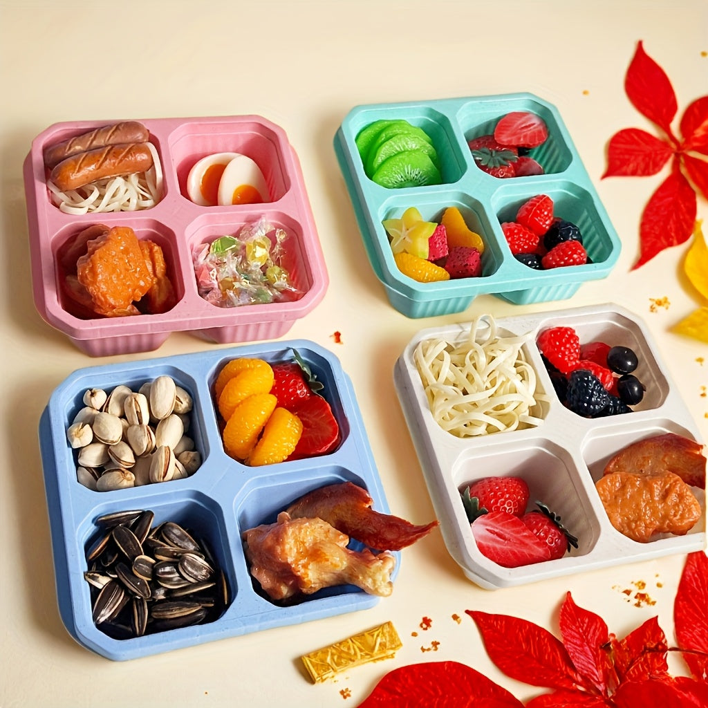 2-Piece Bento Box Set with Lids, 4-Compartment Meal Prep Container – Perfect for Meal Prep, Camping, Office – Microwave & Dishwasher Safe (4 Colors Available) – Back-to-School Lunch Box