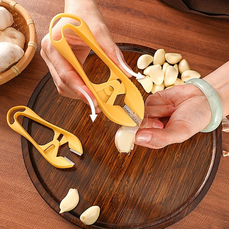 Garlic Peeler & Prep Tool Kit - Stainless Steel Blade Garlic Peeler, Garlic Head Skin Remover, Tweezers & Clamp for Quick Peeling