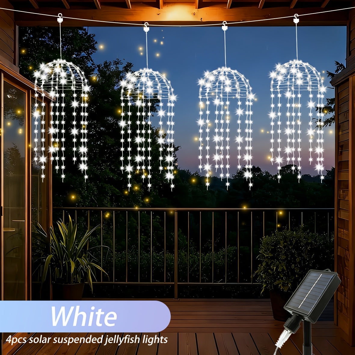 4-Pack Solar Jellyfish Light, Semi-Circular Jellyfish Shaped Light, 8 Lighting Modes, Outdoor Home Garden Decoration, Wedding Decoration, Create Romantic Atmosphere, Christmas Decorative Light, Outdoor Lantern, Hanging Light