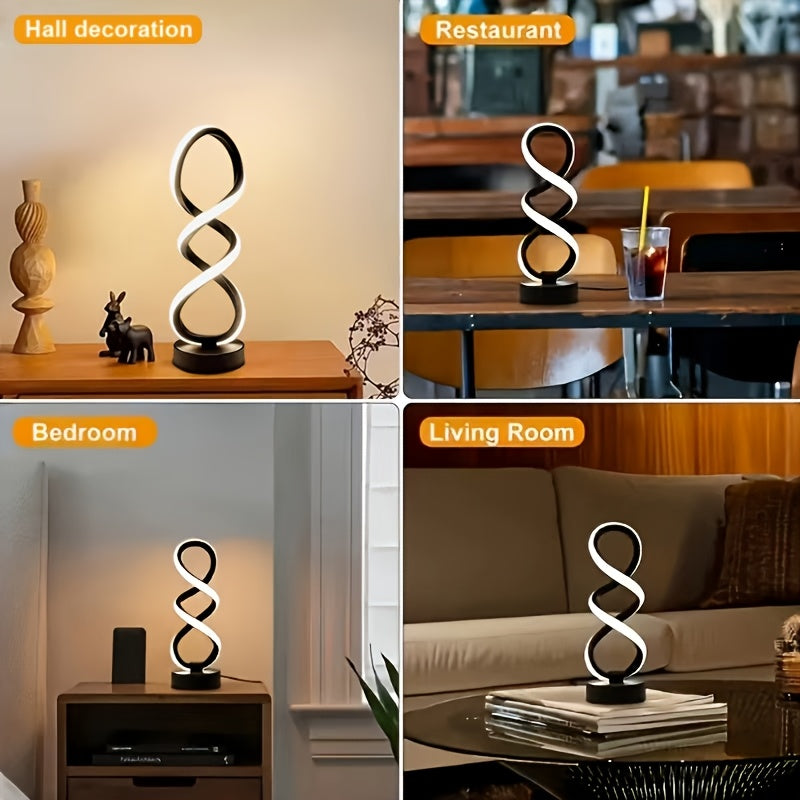 Classic retro spiral table lamp set (4/2/1-pack), three-color dimmable, USB powered, durable metal material, multi-room decorative light, suitable for bedroom, living room, study, hotel, office bedside lamp