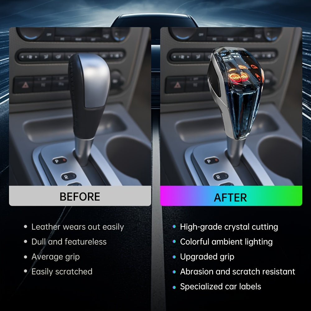 XUDA New Car Crystal Shift Knob, Crystal 7-Color LED Light Shift Lever, Plug and Play, Portable Side Interface, Comfortable Grip, Wear-Resistant & Scratch-Resistant, Fits Toyota Vehicles