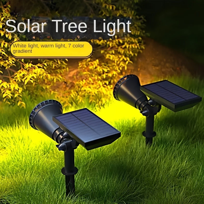 1 set 18-LED solar outdoor tree light, 18-LED home garden landscape spotlight, courtyard tree lighting, IP44 hallway ambiance path light, suitable for landscape lighting in gardens, yards, avenues, trails, sidewalks and other scenes
