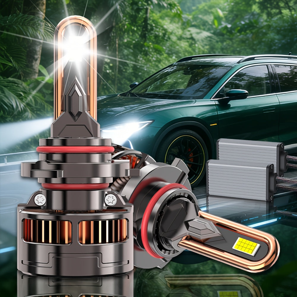 2-Pack LED Car Lights, Compatible with H11/H7/H4/H1, 9005/9006/9012 - 50000LM, 300W High/Low Beam, 7500K Cool White Light, Equipped with 12000 RPM Turbo Cooling Fan, Fits Various Vehicle Models, No Battery Needed