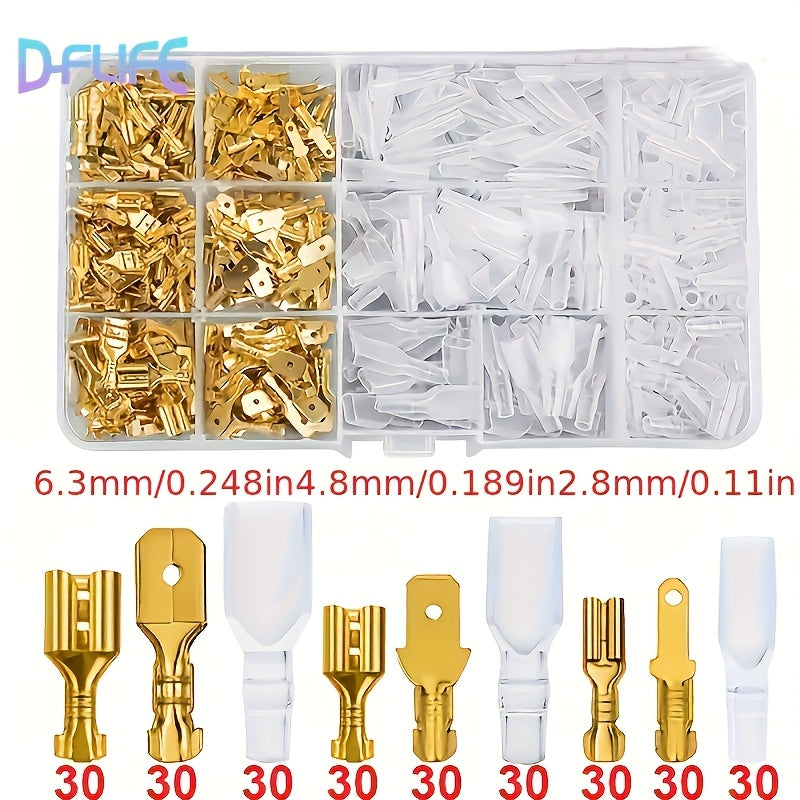 270/360-Piece 2.8mm 4.8mm 6.3mm Plug Spring Female/Male Spade Cold Crimp Terminals with Transparent Insulating Sleeve Connectors – Car Speaker Wire Connector Kit