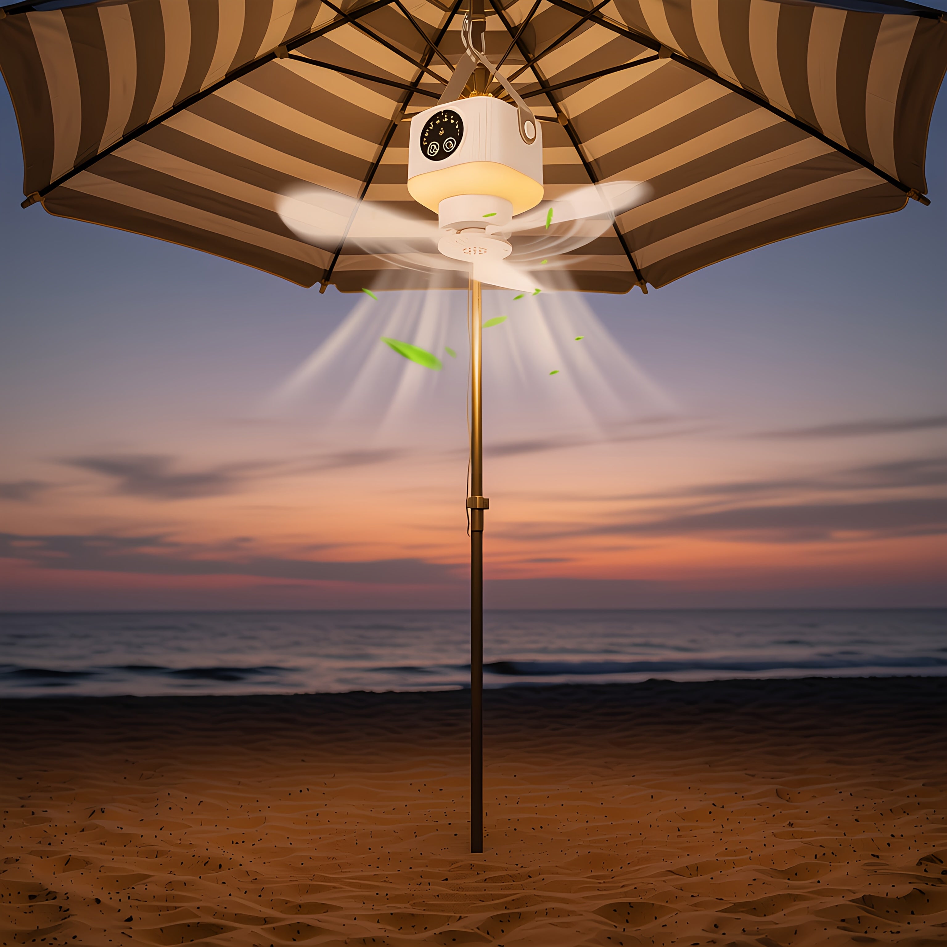 1 Pack Rechargeable Camping Fan Light, 3 Warm Light Modes, Outdoor Patio &amp; Indoor Bedroom Bedside Lamp, Hanging/Stand Mountable, Multi-Function Camping Light with Fan, Remote Control, Ideal for Summer, RV, Truck, Roof Tent, Travel and Camping