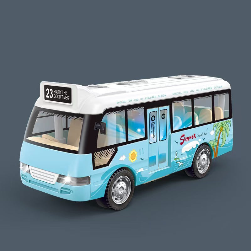 声光巴士玩具——带开门功能，惯性动力驱动，适合儿童及青少年，男孩收藏礼品，理想的生日与圣诞礼物