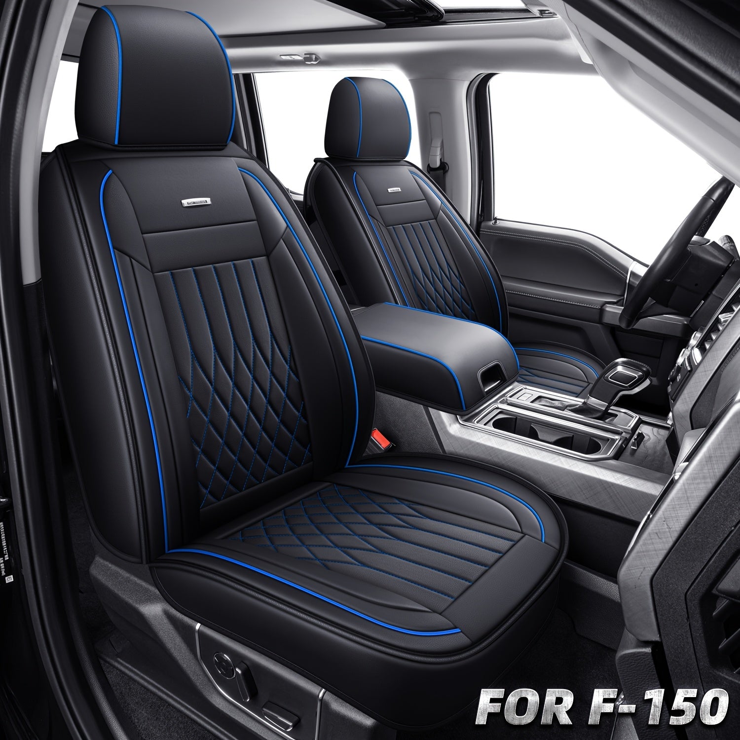 Full Coverage Seat Covers for 2015-2025 Ford F150 and 2017-2025 Ford F250/F350/F450, Made of Waterproof PU Leather