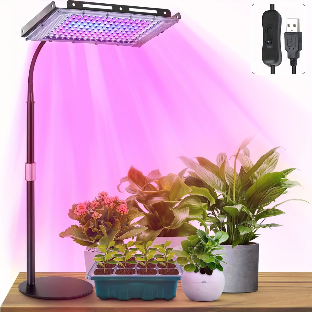 Desktop Indoor Plant Grow Light, 144 LED Full Spectrum Grow Lamp, Large Size Adjustable Height Flexible Gooseneck Plant Light