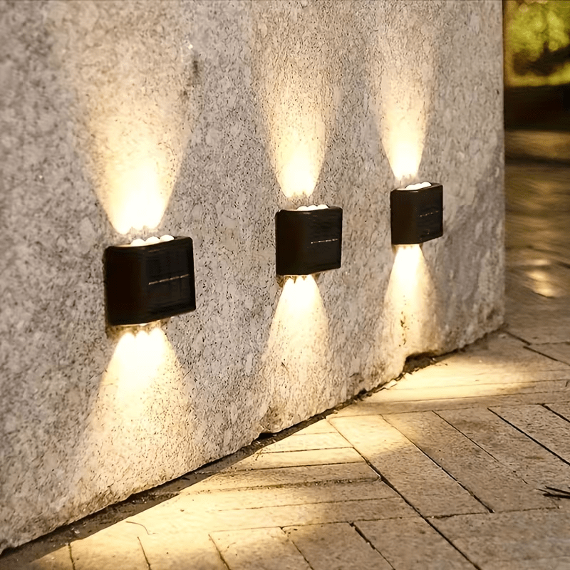 2-Pack Solar 6LED Wall Light, Outdoor Solar Spotlight, IP65 Landscape Balcony Exterior Wall Decorative Solar Wall Light, Outdoor Exterior Wall Light Wall Mount, Dusk to Dawn, Suitable for Outdoor Garden Wall Path Wall Light Warm Light