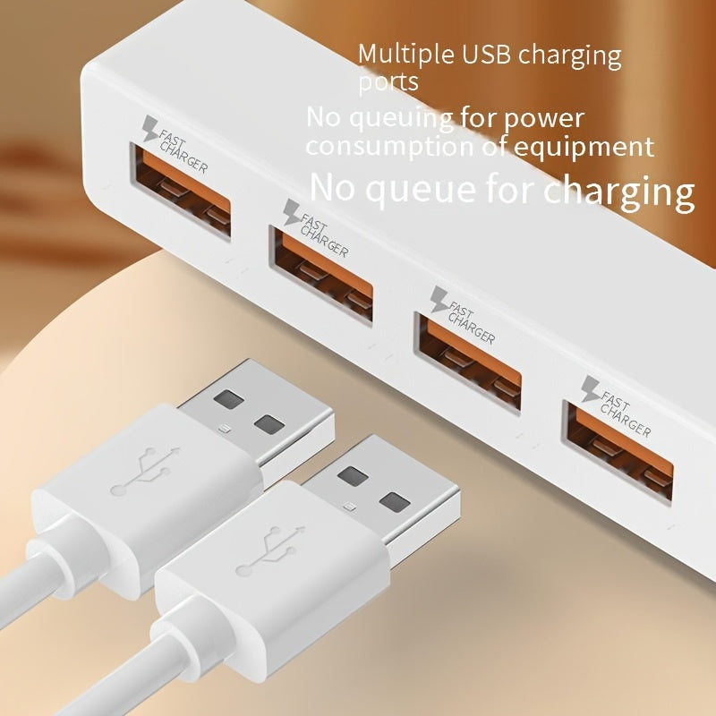 Mini multi-function USB four-port converter 11.81inch, 47.24inch 4 USB charging row plug, desktop charging station, no queuing for equipment power, multi-USB charging port, simple, beautiful and more practical