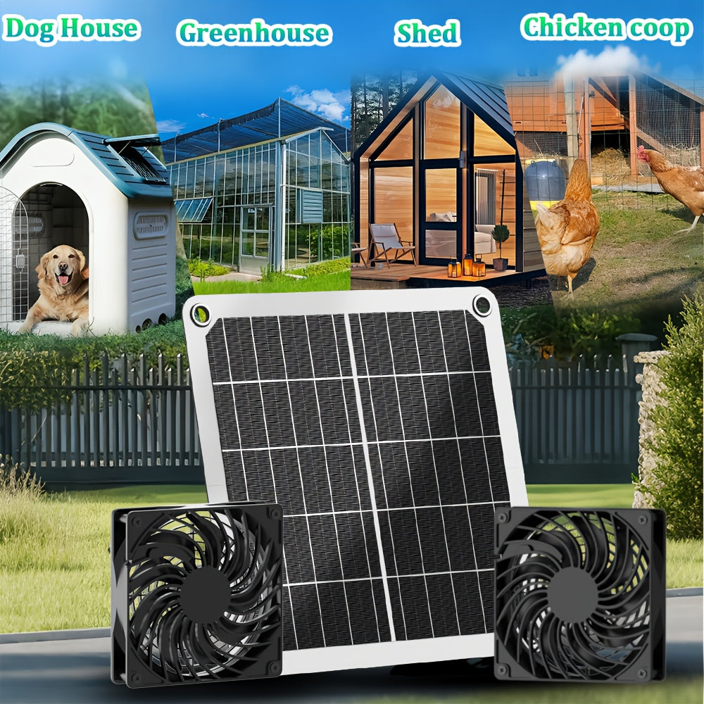 10W Solar Panel Fan Set, Built-in DC Fan, Suitable for Small Chicken Coop, Greenhouse, Shed, Pet House and Window Exhaust System