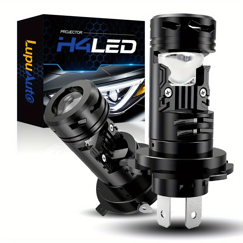 2 H4 Lens Projector LED Car Headlight Bulbs Bi LED Plug-and-Play 30000LM 500% Super Bright CANBUS Turbo Car Bulb High/Low Fog Light Bulb