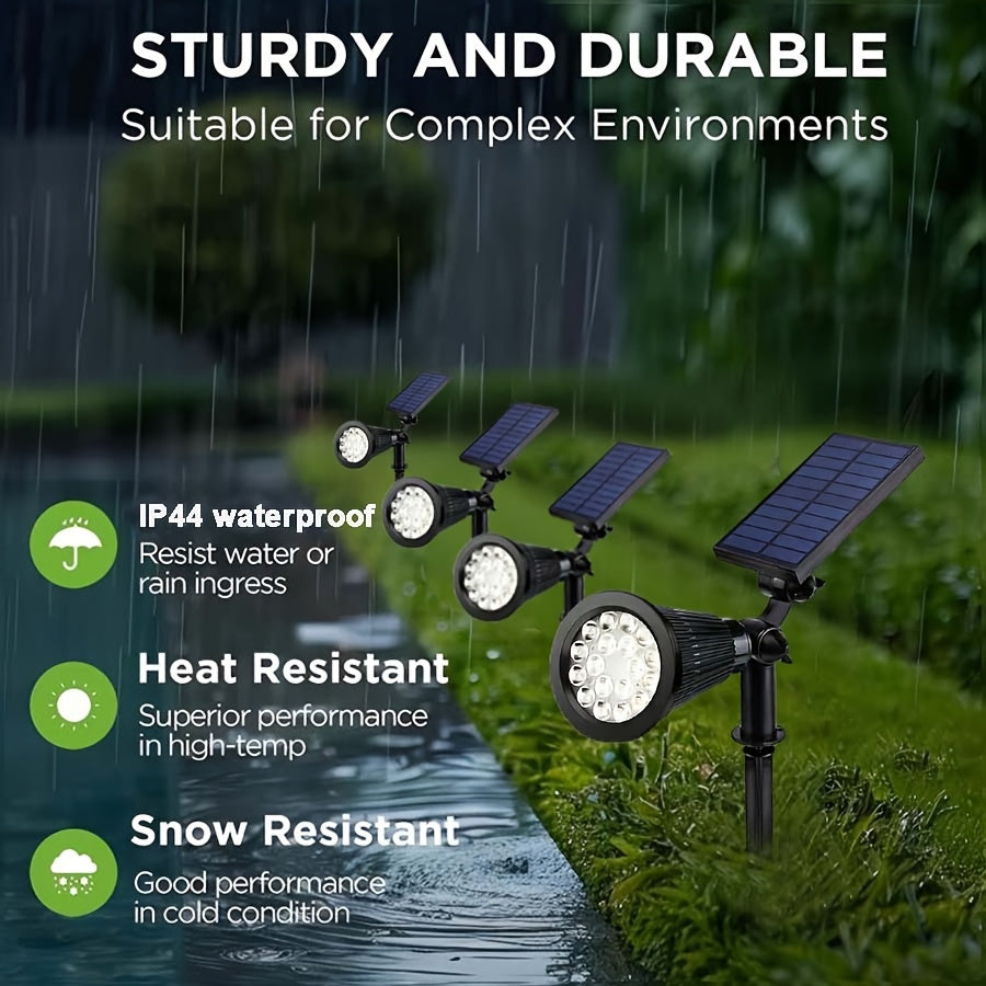 Outdoor Solar Spotlight Set, Available in 1/2/4 Packs, Landscape Light, Equipped with 18 LEDs, IP44 Waterproof Rating, Smart Light Sensor Function, Perfect for Outdoor Decoration in Courtyards, Gardens, Lawns, Walkways and Furniture Design
