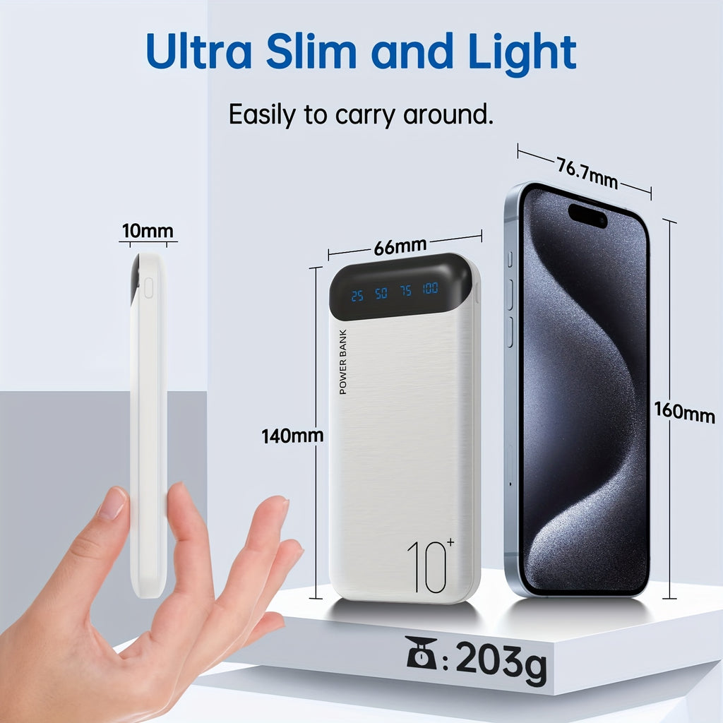 Portable Charger Power Bank 20000mAh Powerbank PD 20W And QC 4.0 Fast Charging External Battery Pack with USB-C LED 3 Outputs & 2 Inputs Portable Charging for iPhone And Android Tablet