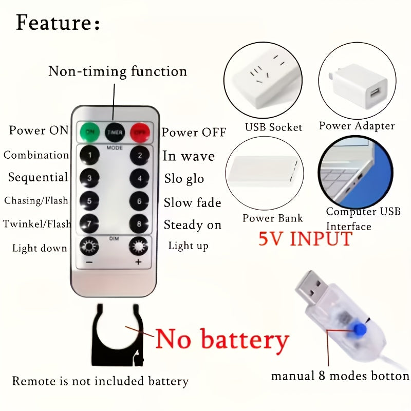 118.11*118.11英寸 USB 七彩窗帘灯 | 高品质户外LED灯条，免打孔，适用于花园、露台、屋檐、门廊、阳台 - 节日装饰的完美选择，遥控控制
