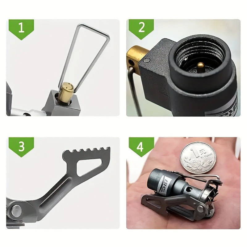 Ultra-Light Titanium Alloy Micro Portable Picnic Camping Gas Stove, Ideal for Outdoor Patio BBQ, 25g Ultra-Light Burner