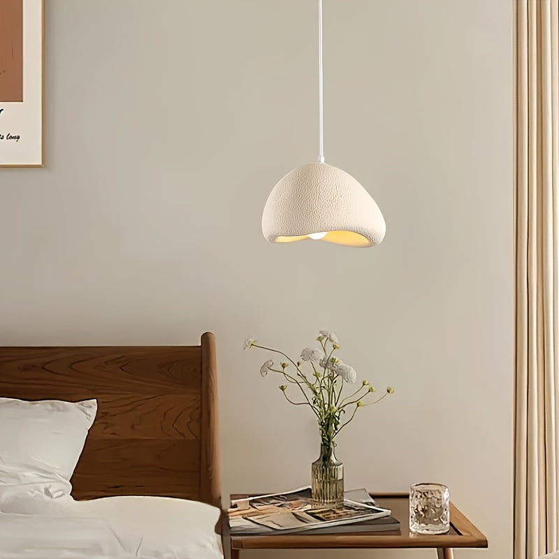 1pc mid-century modern white pendant light, E27 base - nest design, PVC lampshade, semi-flush mount installation, for bedroom, living room, kitchen and hallway - hardwired, 220V, no battery needed, kitchen lighting