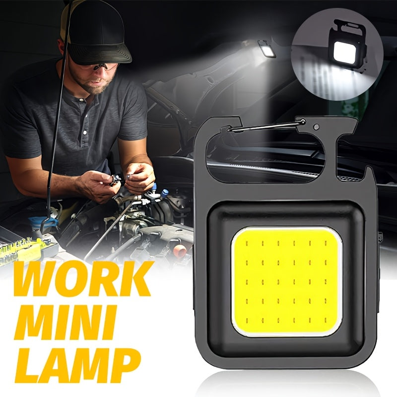 1 Mini COB Hands-Free Flashlight, USB Rechargeable Keychain Light, Portable High-Brightness Mini Floodlight, Repair Light, Multi-Functional Work Light, Adjustable Angle Flashlight, Ideal for Camping, Fishing & Hiking