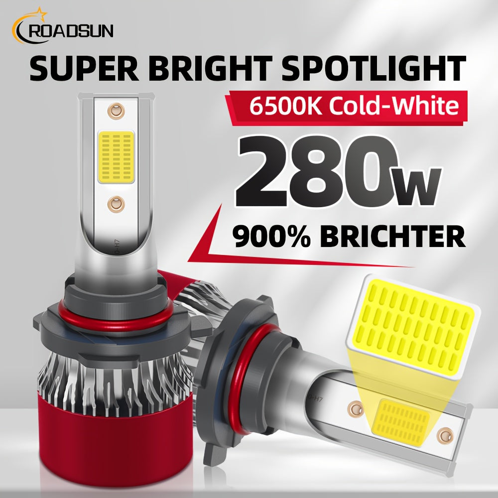 2-Pack Super Bright LED Headlight or Fog Light Bulbs, Compatible with H1, H7, H11, 9005/HB3, 9006/HB4, 9007, H13 Sockets. COB Chip Technology, 800% Brightness Increase, Easy Plug-and-Play Installation