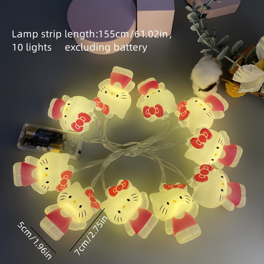 Sanrio Hello Kitty 10燈 Cinnamoroll 卡通 LED 燈串 - 適合慶祝活動、生日和懸掛裝飾的趣味裝飾 - 適用於戶外露營、室內裝飾、萬聖節居家造型、派對禮物、聖誕節禮物