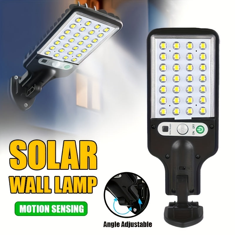 1 Outdoor Solar Street Light – Wide-Angle Solar Floodlight with PIR Motion Sensor, Supports Dusk-to-Dawn Automatic Lighting, 3 Selectable Working Modes. Perfect for Outdoor Gardens, Courtyards, Walls, Parking Lots, etc., with IP44 Waterproof Performance