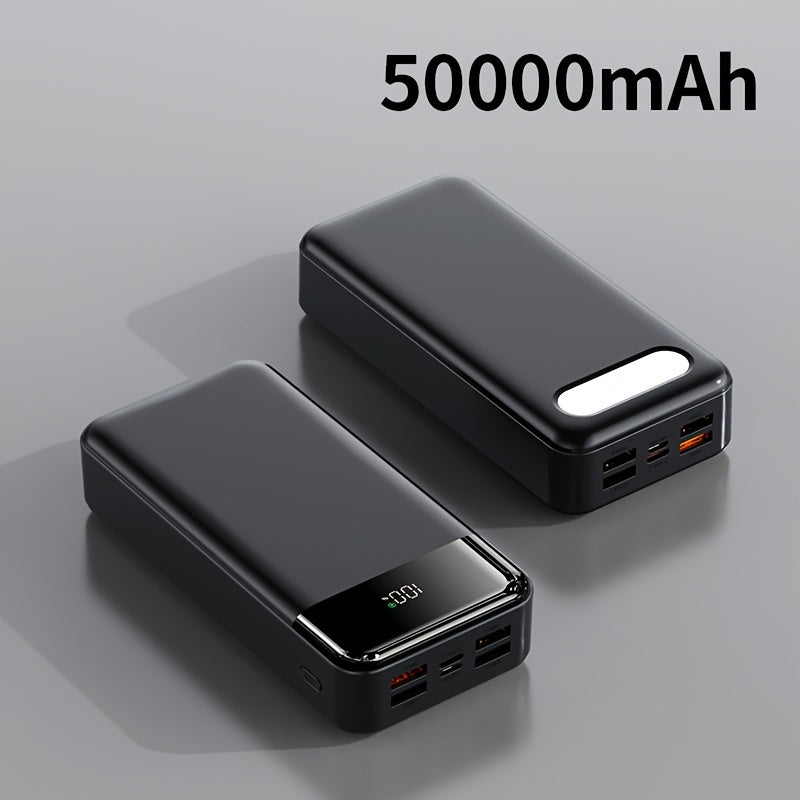 50000mAh大容量移動電源帶LED電量顯示 22.5W快充 - 戶外露營燈，適用於iPhone、安卓及數碼裝置，節日禮物